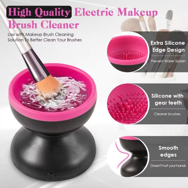 BRUSHGLOW  Portable USB Makeup Brush Cleaner Machine Silicone Electric Cosmetic Brushes Clean Dryer Tool Automatic Wash Makeup Tools